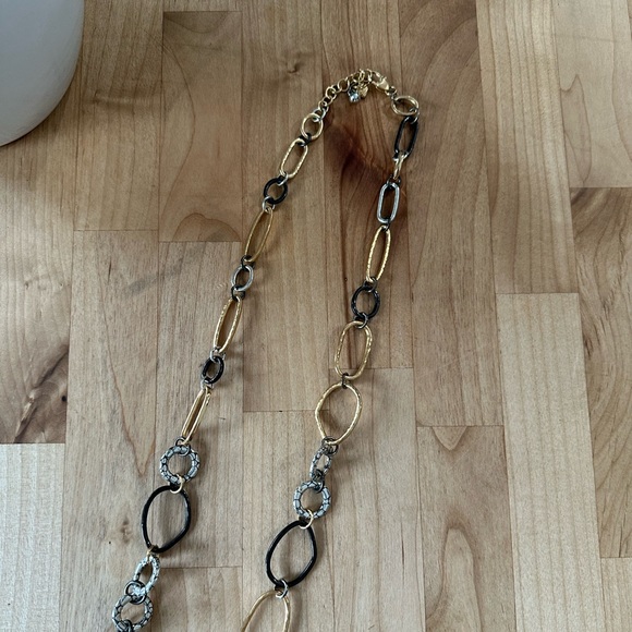 Long Brighton “Pebble Mixed Metal” Necklace - Picture 4 of 6